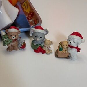Homco set of vintage christmas animal figurines 5254